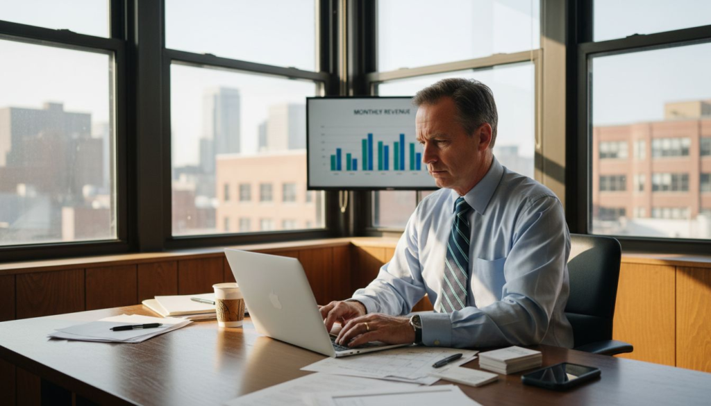 Sales manager in office preparing cadence notes