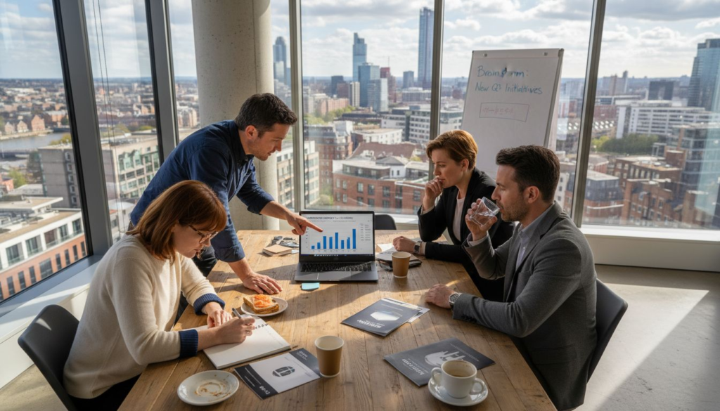 SaaS sales team training in city office