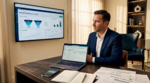 Sales leader analyzing pipeline data at desk