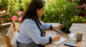 Business owner generating leads on tablet