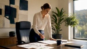Sales manager reviewing sales pipeline charts