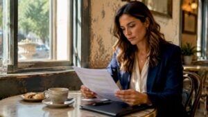 Sales consultant reviewing sales audit report