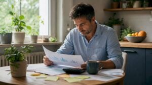 Business owner reviewing customer value reports