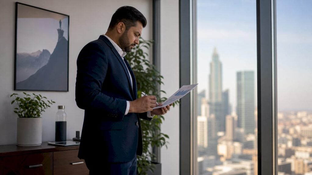 Sales manager reviewing sales performance reports