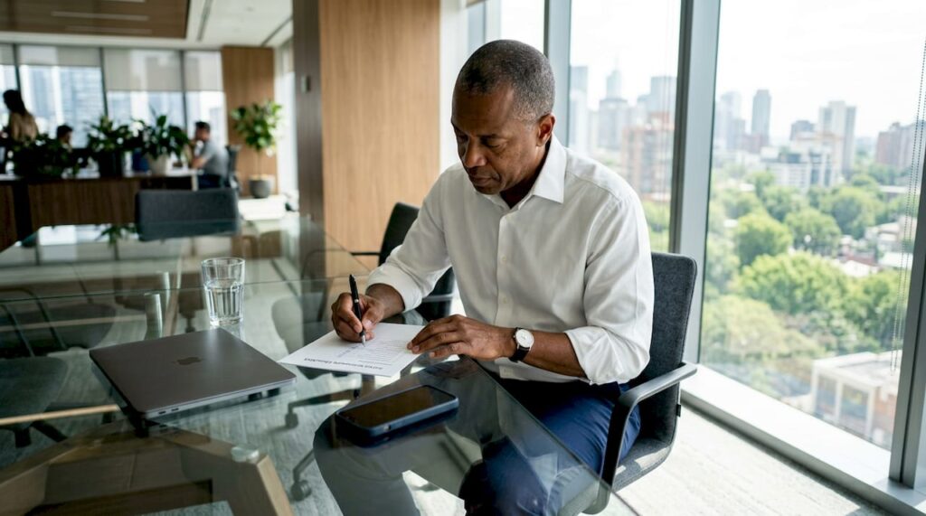 Man reviewing sales growth checklist