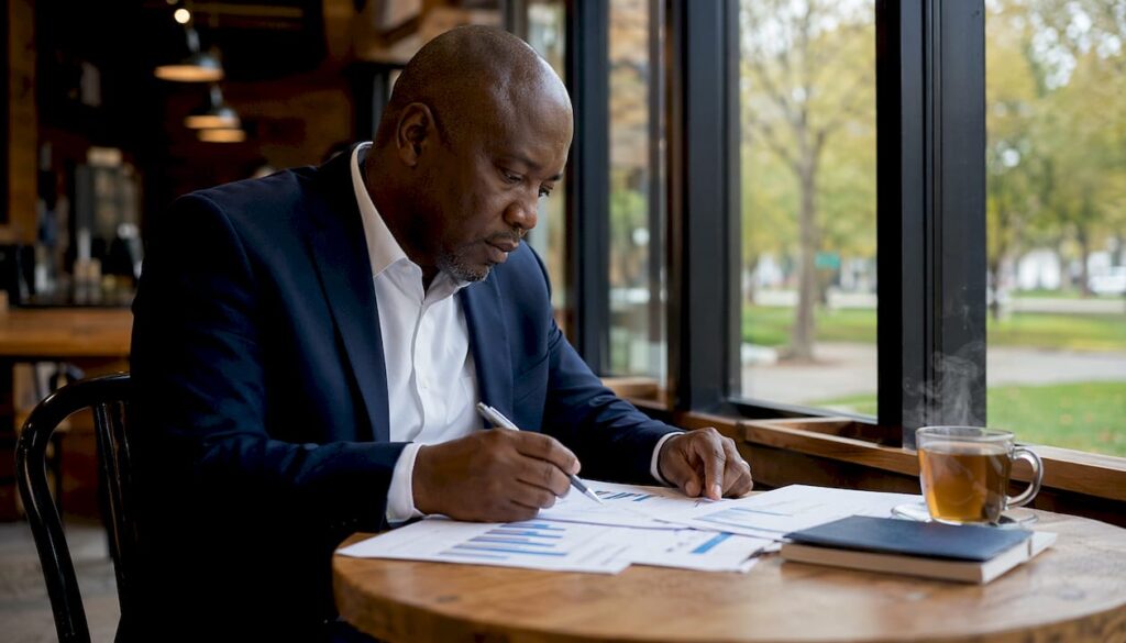 Man reviewing B2B sales pipeline reports