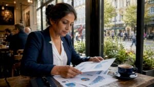 Businesswoman reviewing sales consultancy comparisons