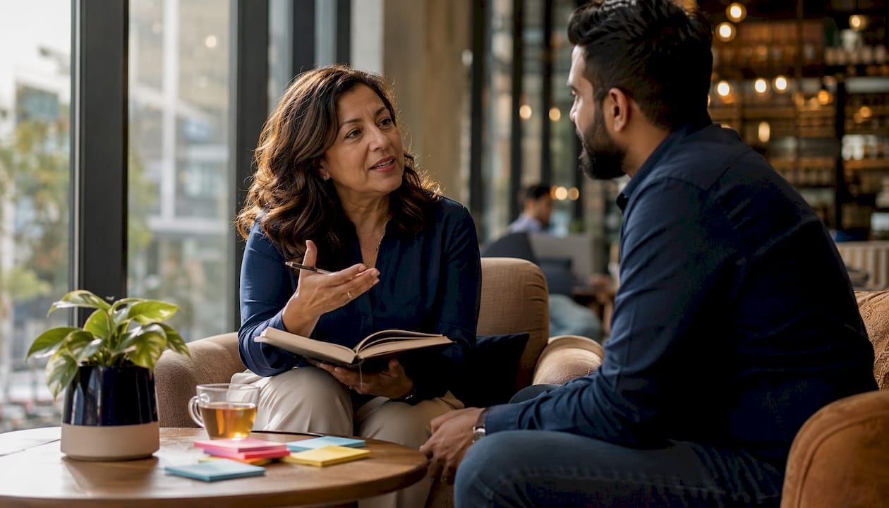 Sales manager coaching team member