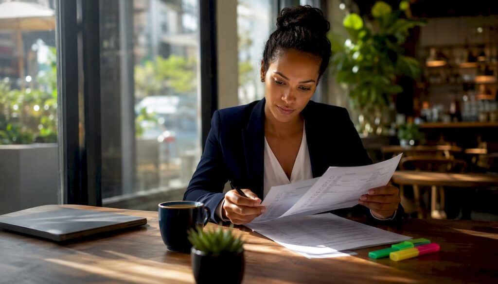 Sales manager reviewing lead qualification documents