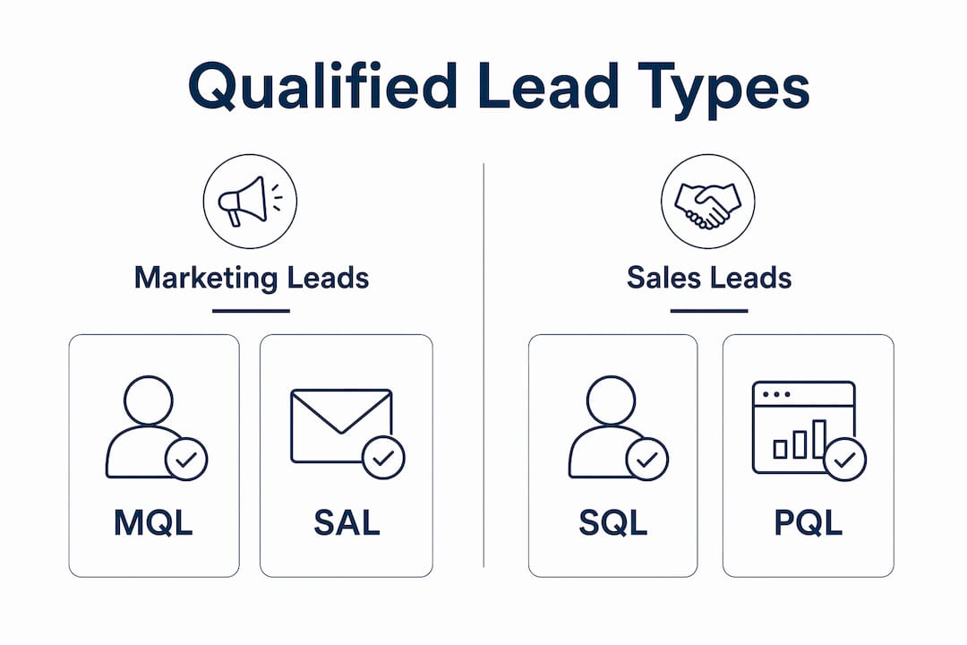 Infographic comparing marketing and sales qualified lead types