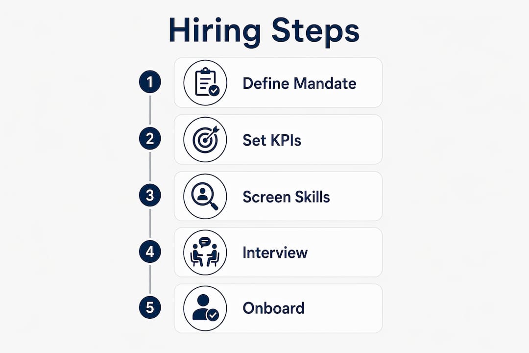 Infographic showing sales account manager hiring steps