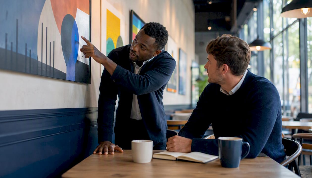 Assistant sales manager coaching sales rep in office