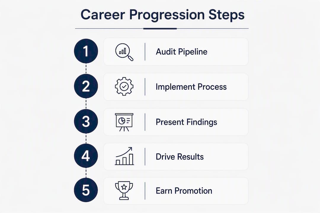 Infographic showing career progression steps for assistant sales managers in UK