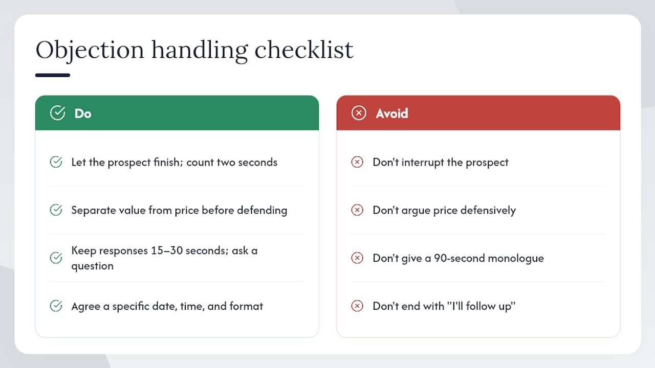 Common mistakes reps make when handling objections — overview diagram