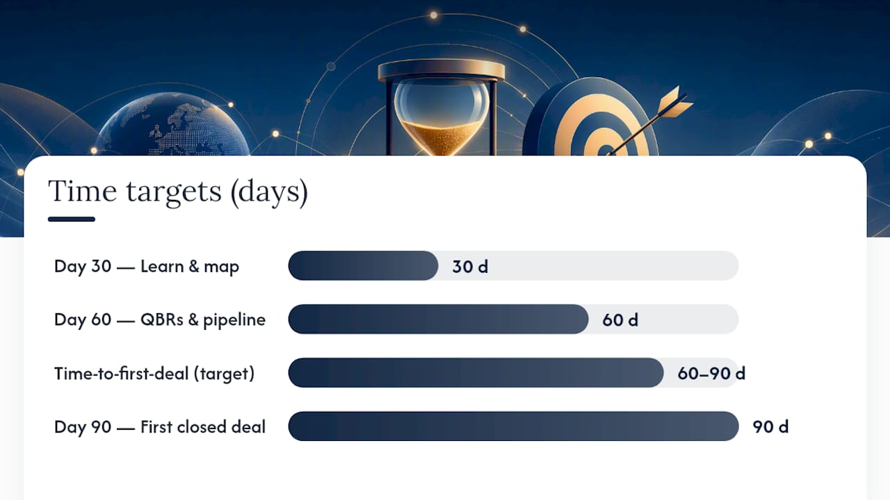 Diagram of channel sales KPIs and 30-60-90 day goals