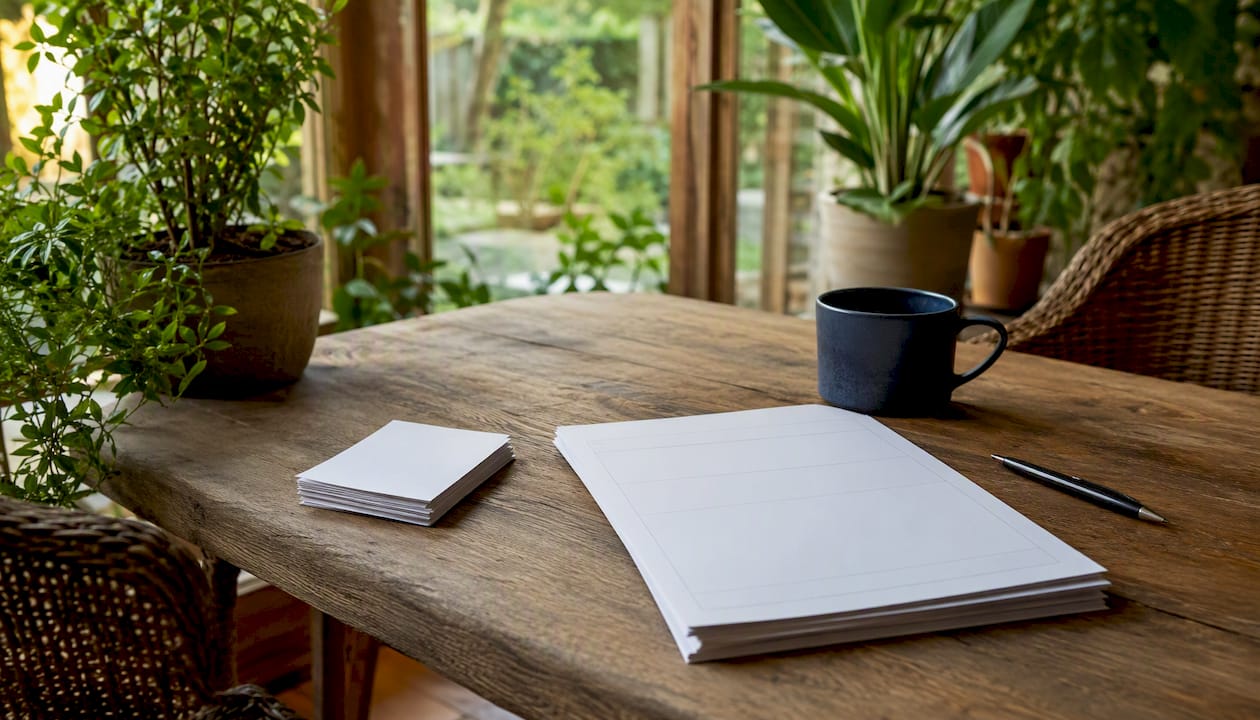 Sales coaching materials on desk