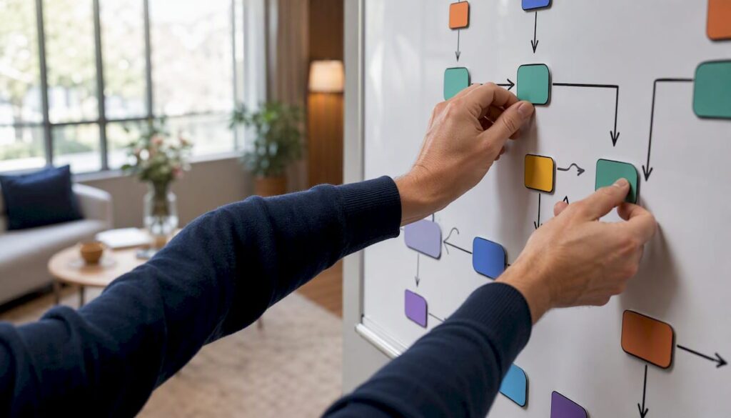 Coach adjusting sales process flowchart