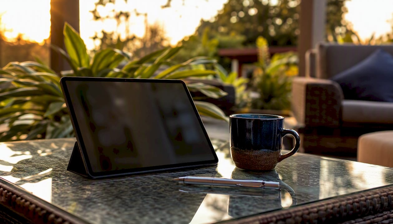 Tablet with calendar on table