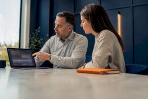 Sales manager coaching representative on call skills