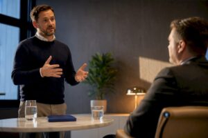 Consultant practising objections with sales coach