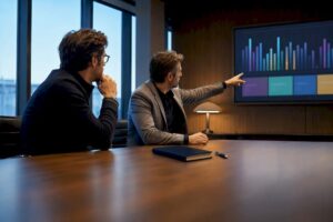 Coach and founder reviewing sales outcomes