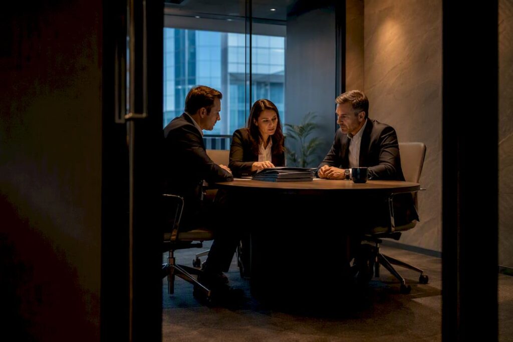 Sales team negotiating with procurement buyer