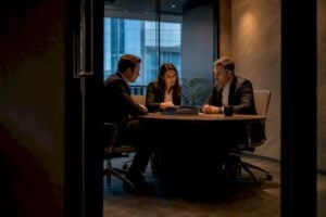 Sales team negotiating with procurement buyer