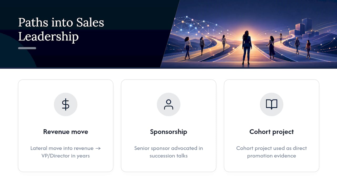 Case studies: how women have actually broken into sales leadership — overview diagram