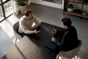 Sales professionals rehearsing a timed closing conversation