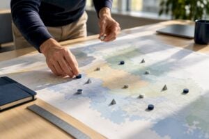 Sales leader reviewing territory map
