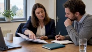 Sales consultant walking client through proposal
