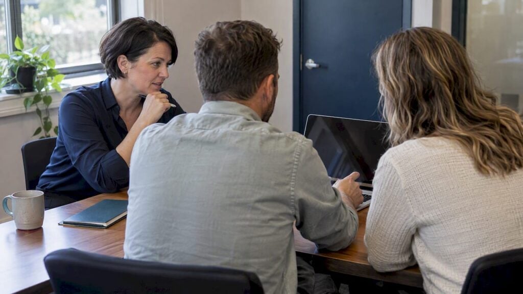 Buyers reviewing evidence after a software demo