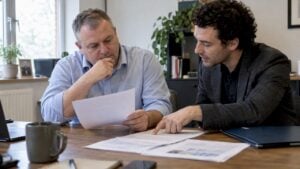Business owner checks sales pilot terms