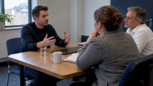 Sales candidate completing a role-play assessment