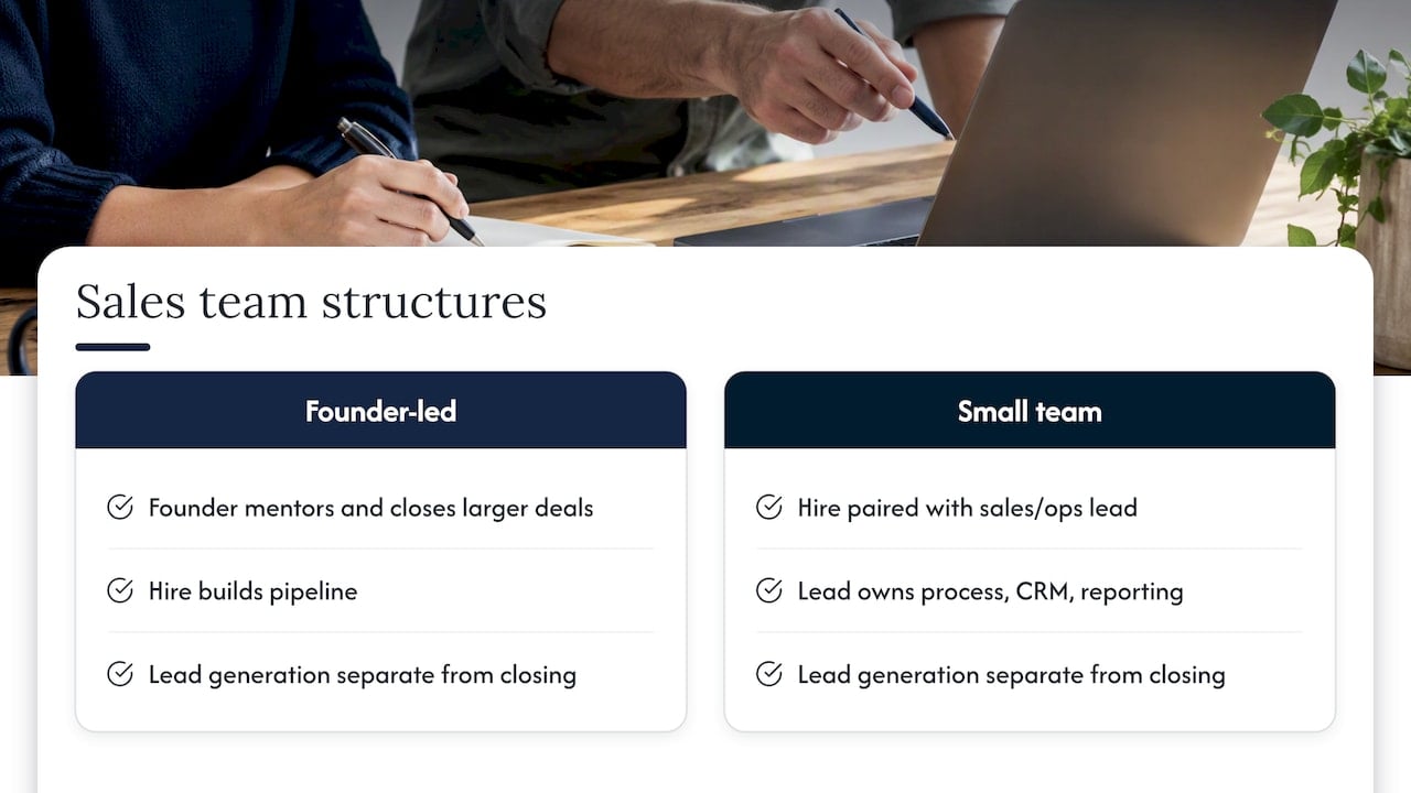 Comparison of two first-hire sales team structures