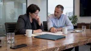Sales VP reviewing a coaching pilot proposal