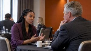 Sales representative practises a buyer conversation